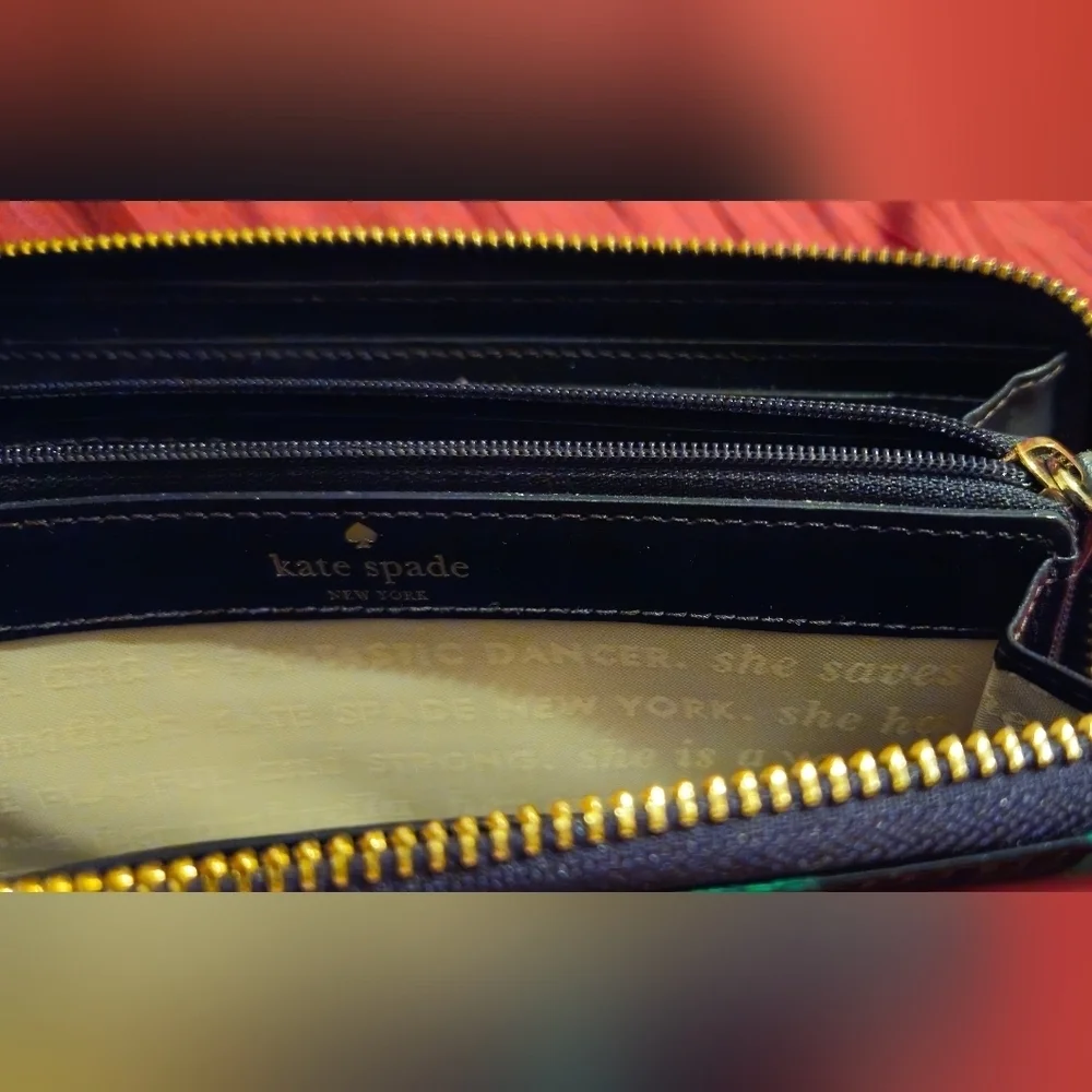 Kate Spade Black and Green Hedgehog Wallet